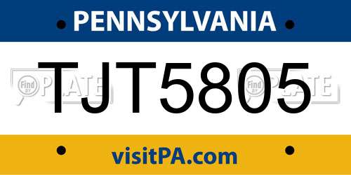 TJT5805 Pennsylvania License Plate