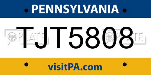 TJT5808 Pennsylvania License Plate