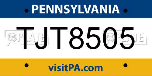 TJT8505 Pennsylvania License Plate