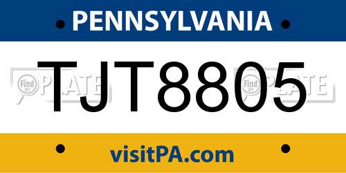 TJT8805 Pennsylvania License Plate