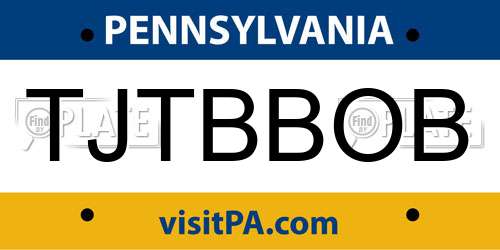 TJTBBOB Pennsylvania License Plate