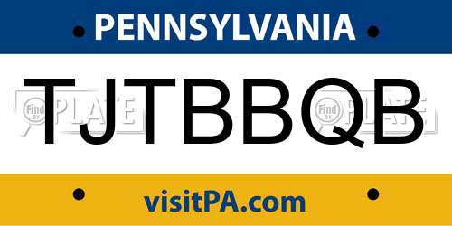 TJTBBQB Pennsylvania License Plate