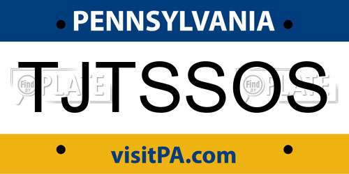 TJTSSOS Pennsylvania License Plate