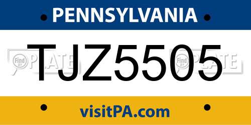 TJZ5505 Pennsylvania License Plate
