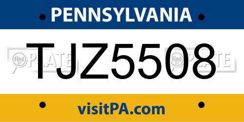 TJZ5508 Pennsylvania License Plate