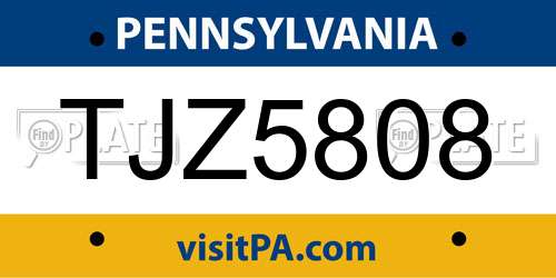 TJZ5808 Pennsylvania License Plate