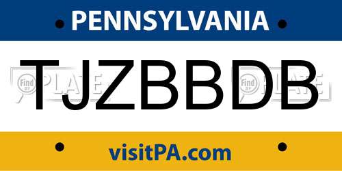 TJZBBDB Pennsylvania License Plate