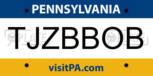 TJZBBOB Pennsylvania License Plate