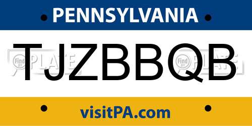 TJZBBQB Pennsylvania License Plate
