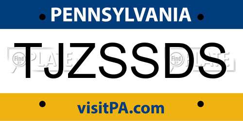 TJZSSDS Pennsylvania License Plate
