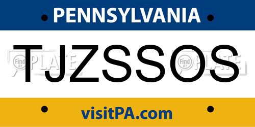 TJZSSOS Pennsylvania License Plate