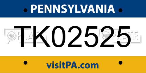 TK02525 Pennsylvania License Plate