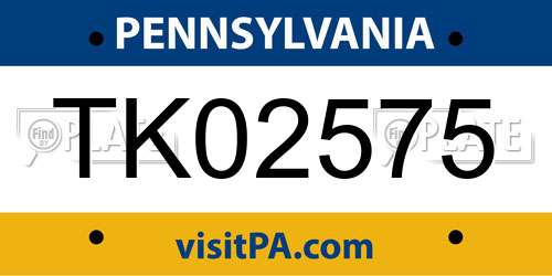 TK02575 Pennsylvania License Plate