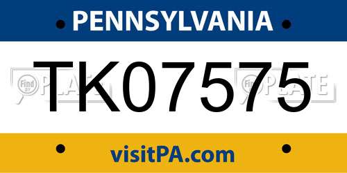 TK07575 Pennsylvania License Plate