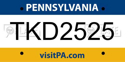 TKD2525 Pennsylvania License Plate