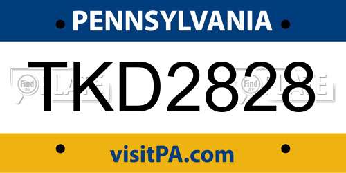 TKD2828 Pennsylvania License Plate
