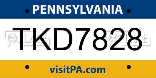 TKD7828 Pennsylvania License Plate