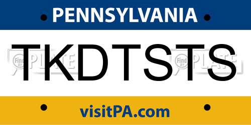 TKDTSTS Pennsylvania License Plate