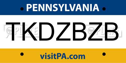 TKDZBZB Pennsylvania License Plate