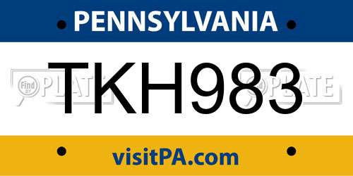 TKH983 Pennsylvania License Plate