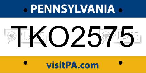 TKO2575 Pennsylvania License Plate