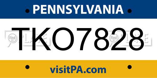 TKO7828 Pennsylvania License Plate
