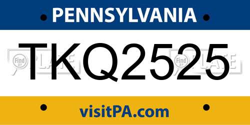 TKQ2525 Pennsylvania License Plate