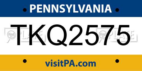 TKQ2575 Pennsylvania License Plate