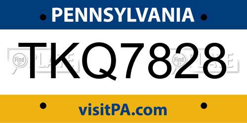 TKQ7828 Pennsylvania License Plate