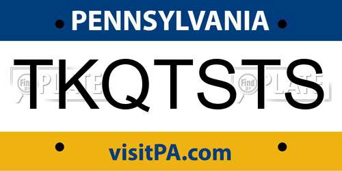 TKQTSTS Pennsylvania License Plate