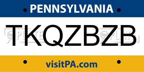 TKQZBZB Pennsylvania License Plate