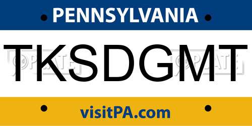 TKSDGMT Pennsylvania License Plate