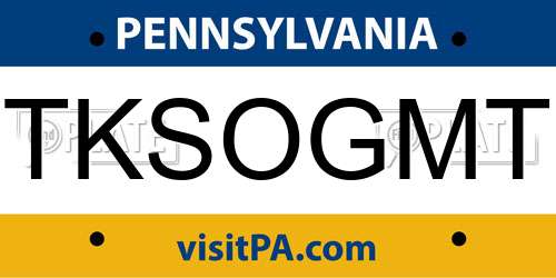 TKSOGMT Pennsylvania License Plate