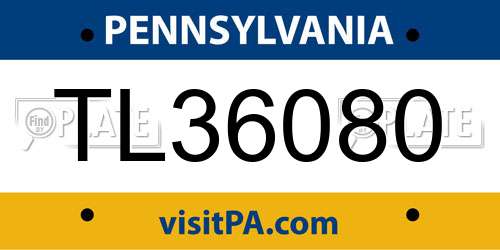 TL36080 Pennsylvania License Plate