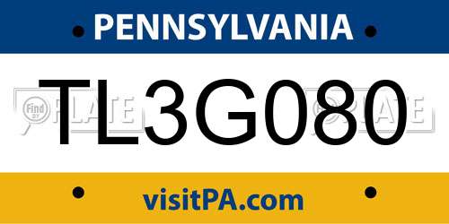TL3G080 Pennsylvania License Plate