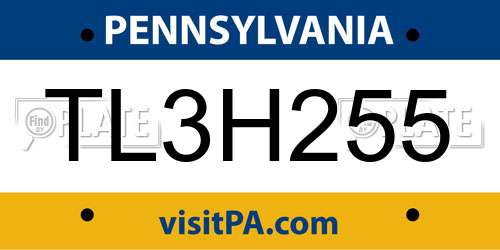 TL3H255 Pennsylvania License Plate