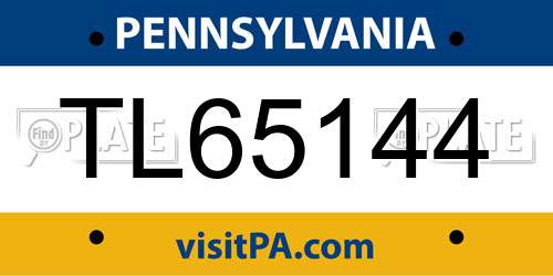 TL65144 Pennsylvania License Plate