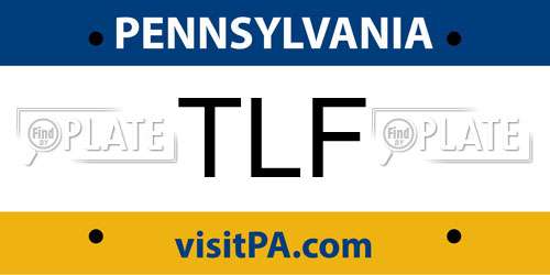 TLF Pennsylvania License Plate
