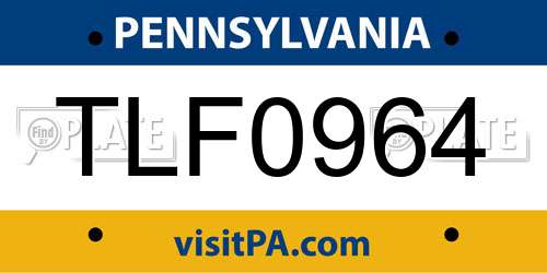 TLF0964 Pennsylvania License Plate