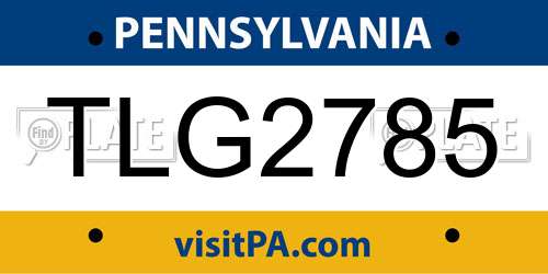 TLG2785 Pennsylvania License Plate