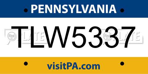 TLW5337 Pennsylvania License Plate