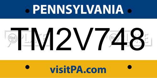 TM2V748 Pennsylvania License Plate