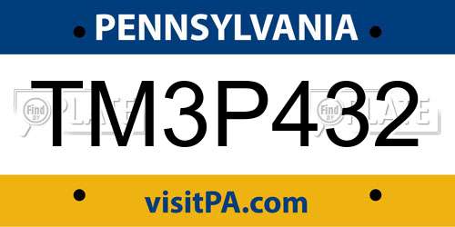 TM3P432 Pennsylvania License Plate
