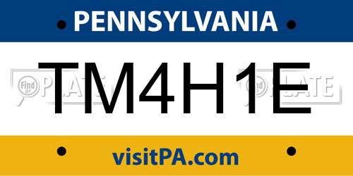 TM4H1E Pennsylvania License Plate