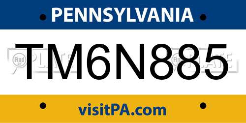 TM6N885 Pennsylvania License Plate