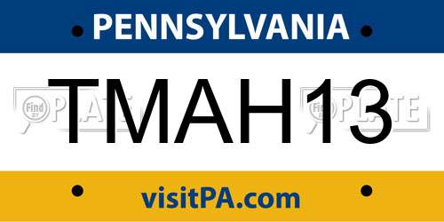 TMAH13 Pennsylvania License Plate