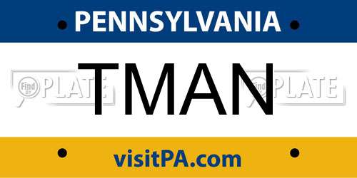 TMAN Pennsylvania License Plate