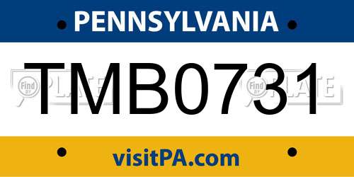 TMB0731 Pennsylvania License Plate