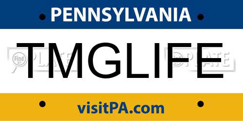 TMGLIFE Pennsylvania License Plate