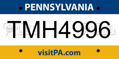 TMH4996 Pennsylvania License Plate